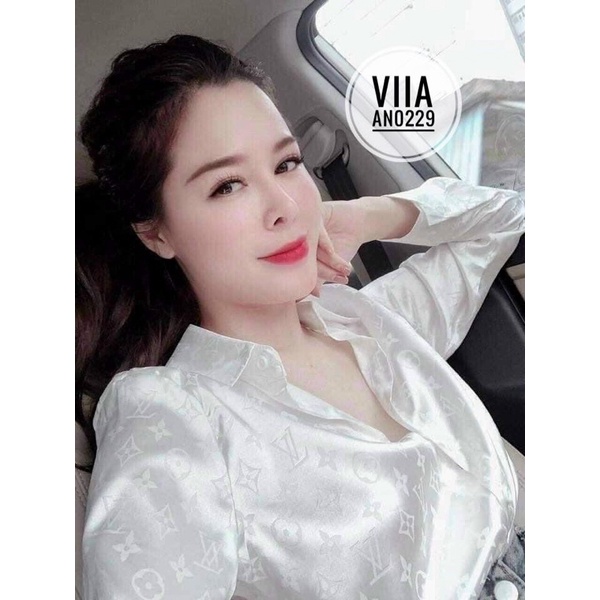 [Nhập LAZFASHION32 - giảm 60K]Sơ mi Lụa Gấm vân chìm loại đẹp AN0229 VIIA DESIGN