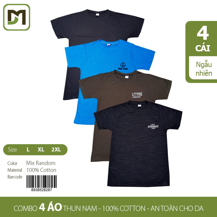 Combo 4 Áo thun Nam cotton VNXK - Mix màu ngẫu nhiên size L/XL/XXL