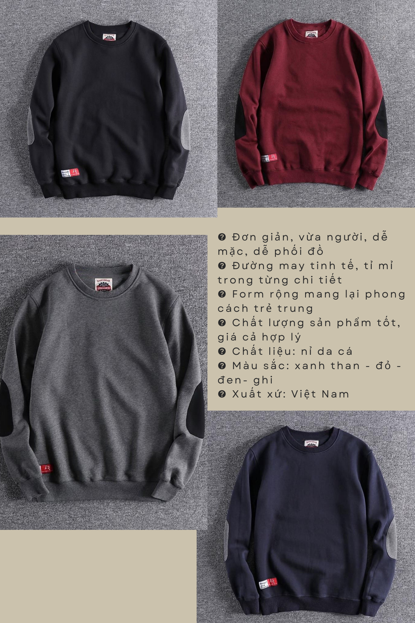 áo nỉ nam da cá - T41