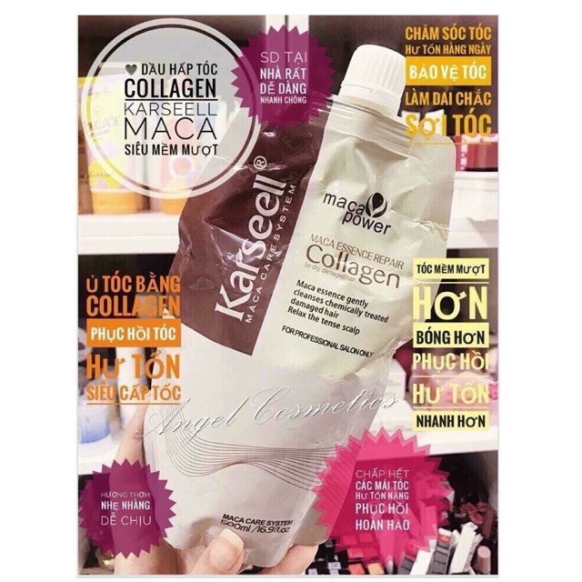 [HCM]Dầu Hấp - Ủ tóc - Xả Phục Hồi Tóc Collagen Karseell Maca Dạng Túi 500ML
