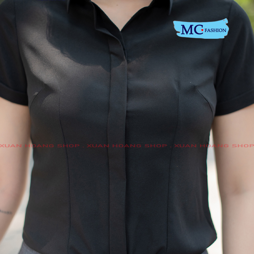 Áo Sơ Mi Nữ Đẹp Mc Fashion A208, Size S, M, L, Xl, 2xl, Tay Ngắn Cộc, Màu Đỏ, Đen, Trắng, Hồng, Tím Than, Công Sở