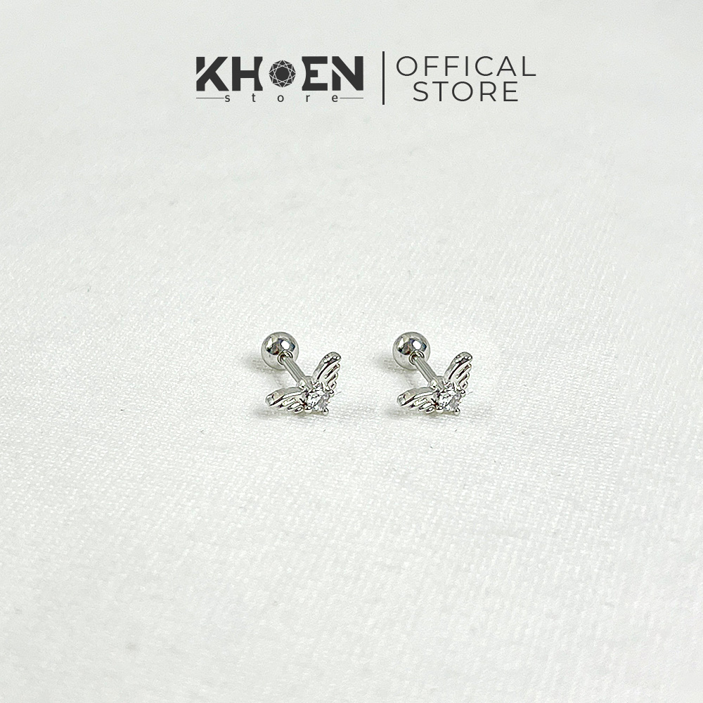 Khuyên đôi cánh 1 hạt - đá zircon - khoen store