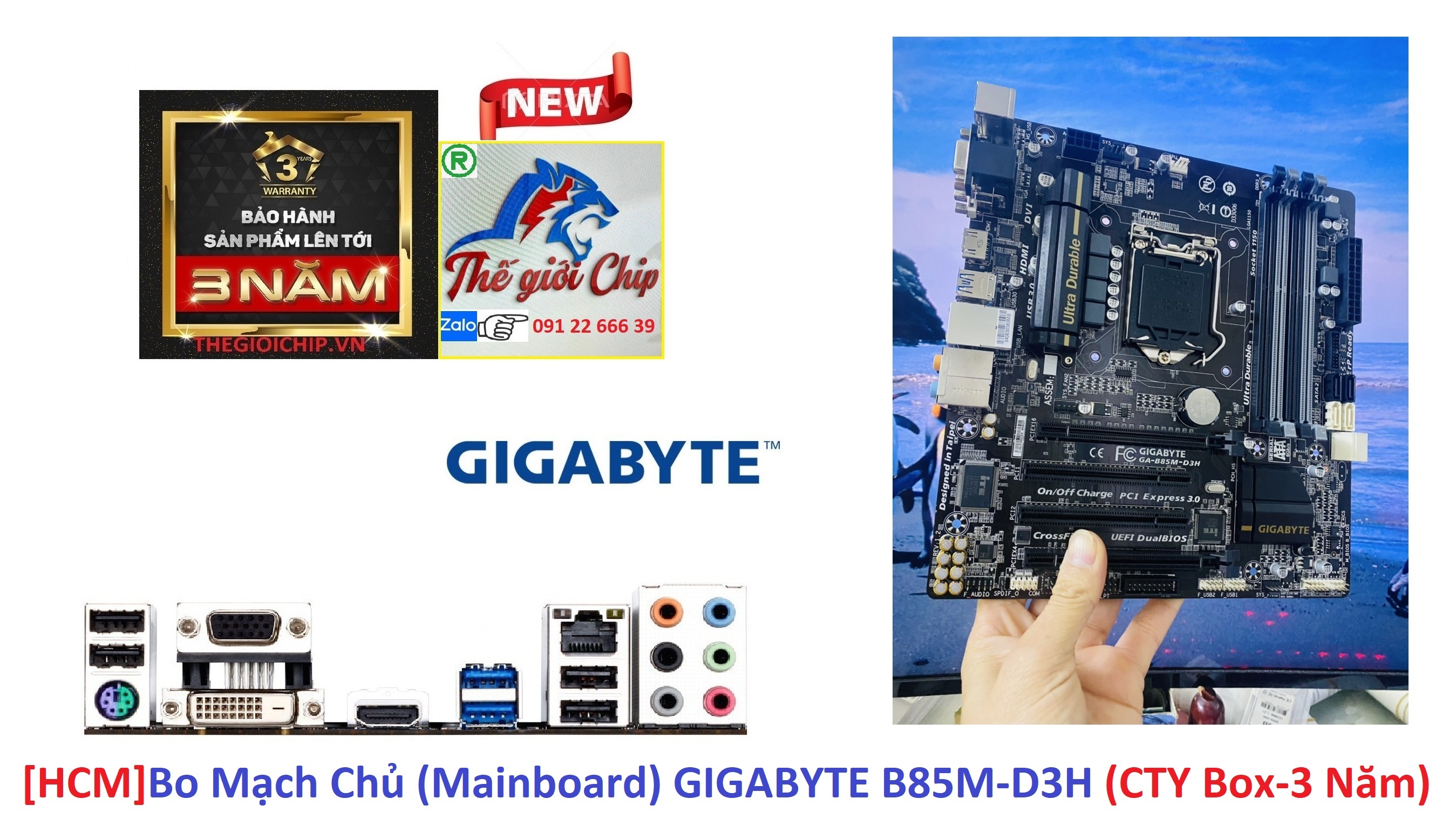 [HCM]Bo Mạch Chủ (Mainboard) GIGABYTE B85M-D3H (CTY Box-3 Năm)