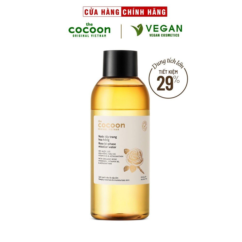 Bigsize - nước tẩy trang hoa hồng cocoon tẩy sạch makeup & cấp ẩm 310ml - 100% vegan - mỹ phẩm thuần chay - 100% vegan - mỹ phẩm thuần chay