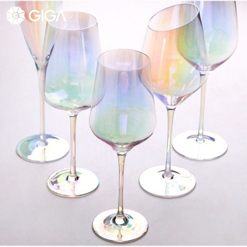 GIGA ESSENTIAL Rainbow Gradient Goblet / Creative Gradient Goblet / Champagne Glass / Gift Cup / glass / Brandy glass / Red wine cup set / Wine glass
