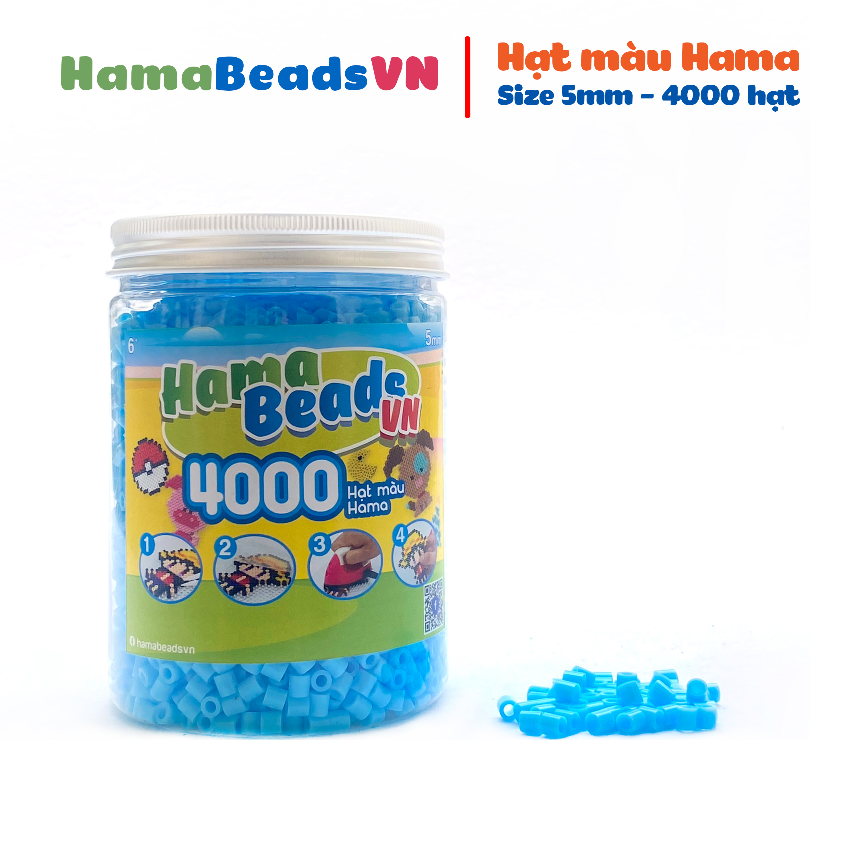 Bộ đồ chơi handmade hạt màu kỳ thú Hama - Hủ 4000 hạt màu (Nhiều màu sắc lựa chọn)