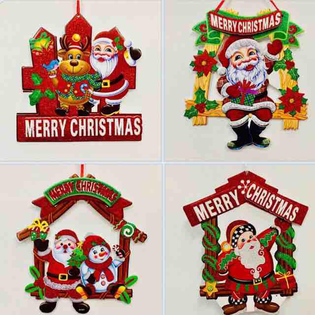 Hình ông già noel treo hoặc dán cửa trang trí noel