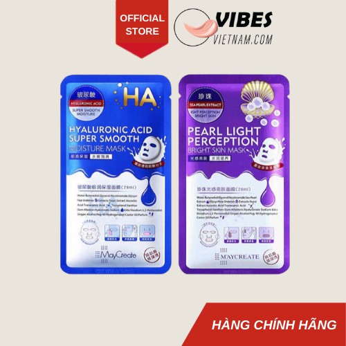 (Lẻ Miếng) Mặt nạ HA dưỡng ẩm chăm sóc da Maycreate 2 màu xanh/tím