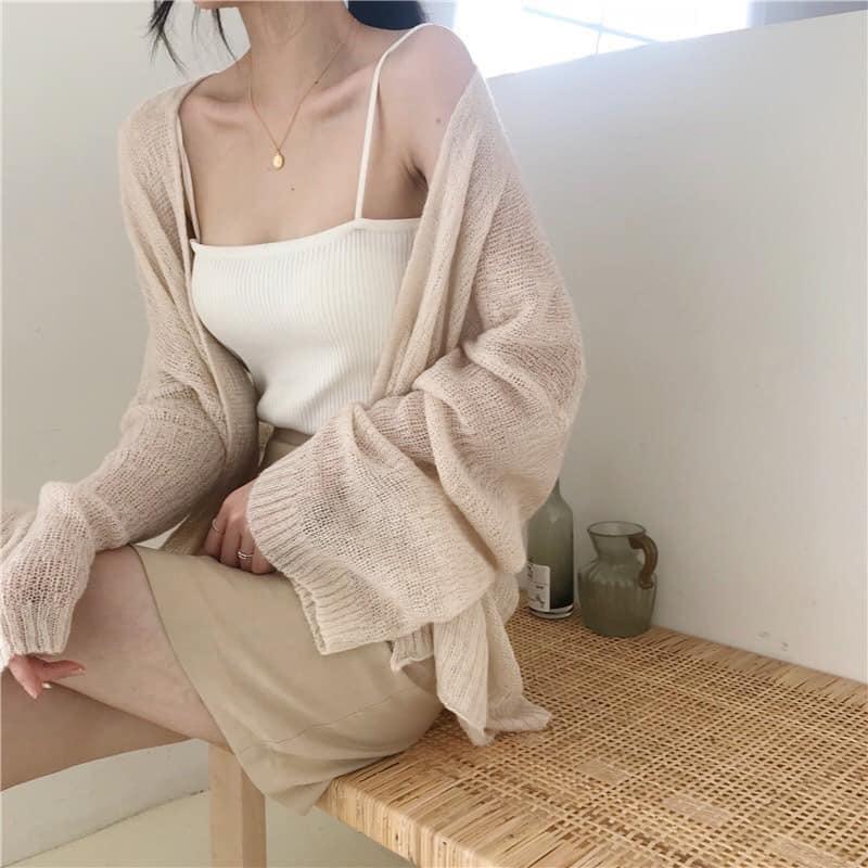 Áo Khoác Cardigan Len Mỏng Hàn Quốc