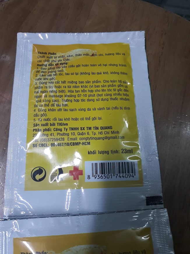 Gói Dầu Gội Đen Tóc Nhân Sâm (Gội Là Đen)