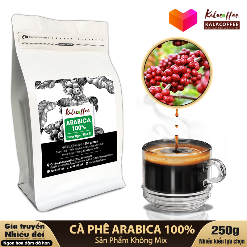 250g Cà phê Arabica Xuất xứ Cầu Đất vị chua thanh, đắng nhẹ, dùng pha phin