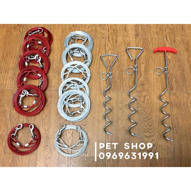 Dây xích chó bằng cáp + xiên xích cún