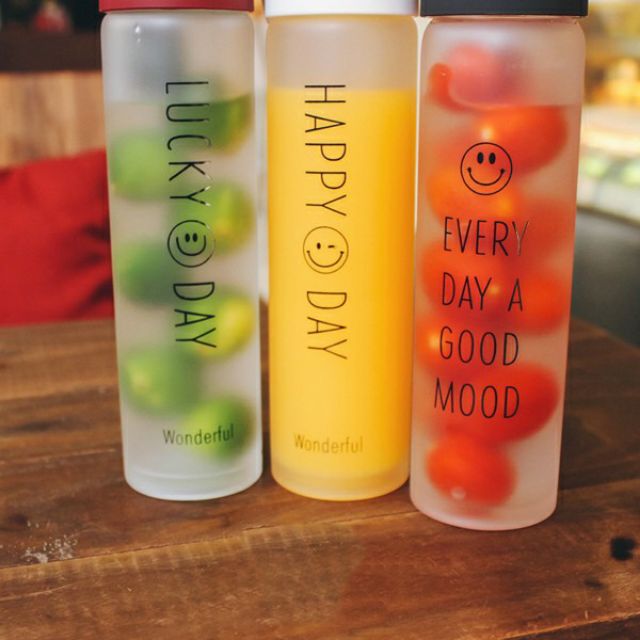 Bình Nước Thủy Tinh Happy Day 430ml