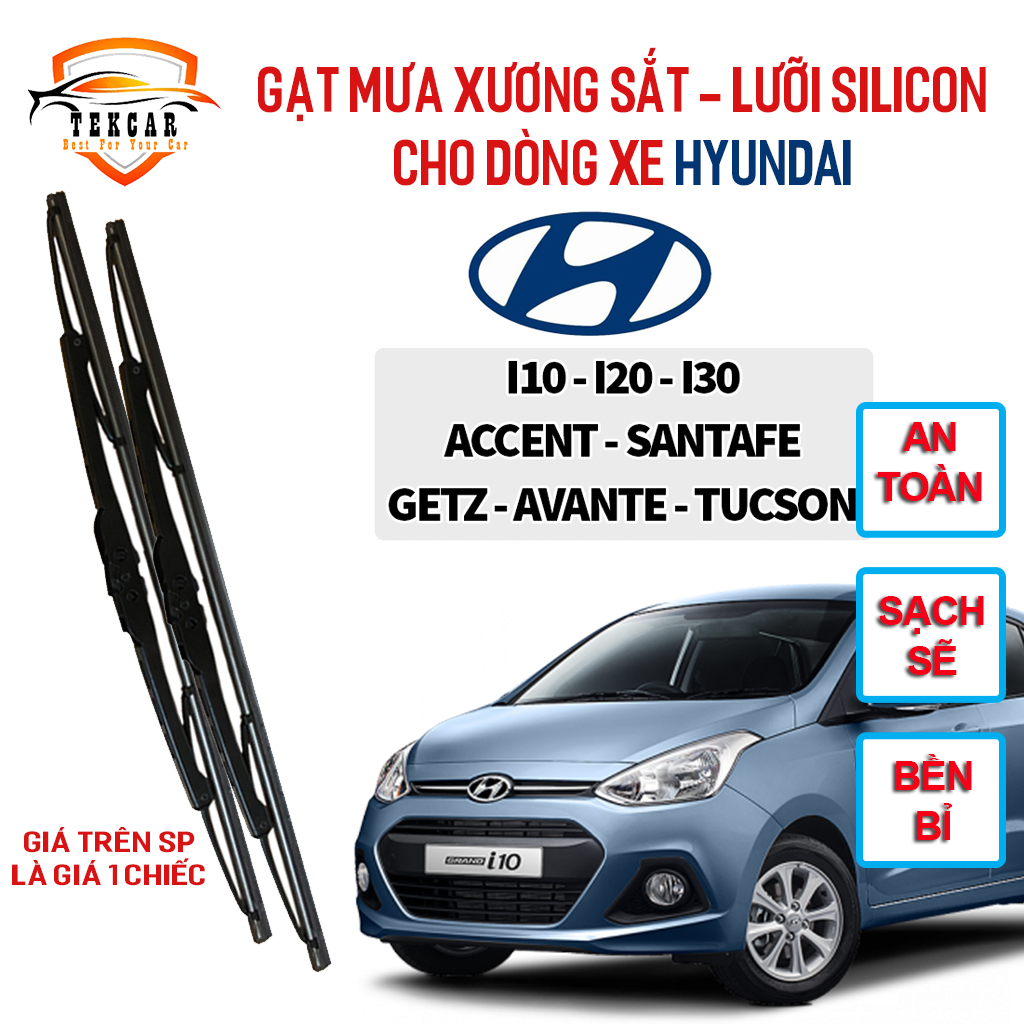 Bar rain windshield wiper car Hyundai Grand I10 , I20 , I30, Getz, SantaFe, accent, avante, Tucson wipers rain car frame lắt blade Silicon quality, rain wiper blade vehicle OTO Smart