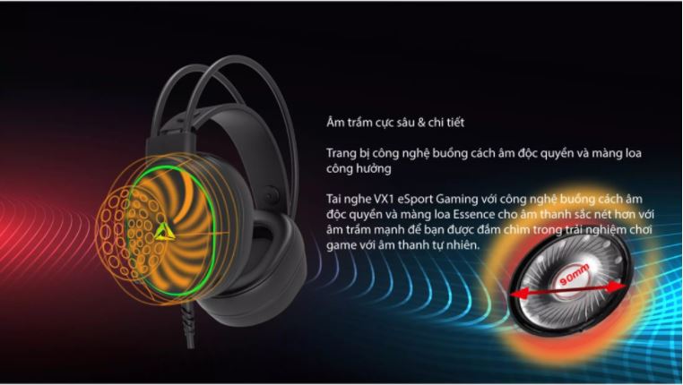 HEAPHONE ESPORT GAMING VX1 7.1 ( 1 CỔNG USB ) Chính Hãng [ BH 12 THÁNG ]