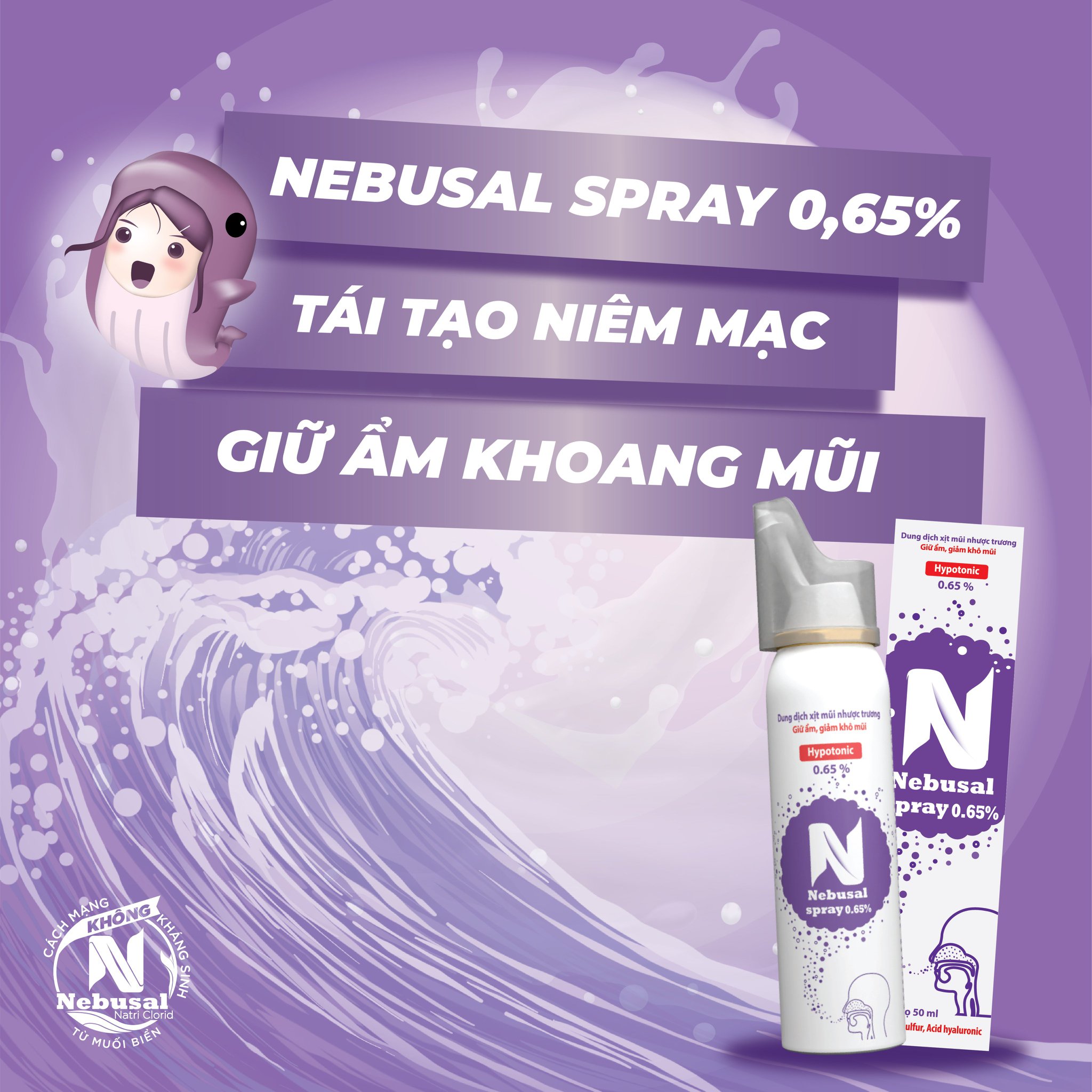 Xịt Rửa Mũi Nebusal Spray Giảm Nghẹt Mũi Và Sổ Mũi