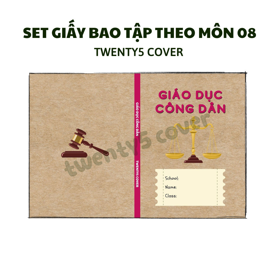 Set giấy bao tập theo môn mẫu số 09