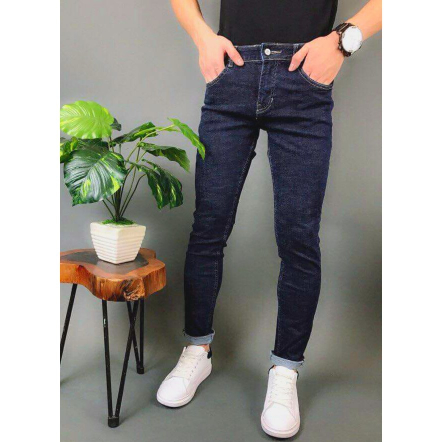 Quần jean nam cao cấp MÀU XANH TRƠN có size đại không xù lông, không ra màu, chất giãn tốt -91