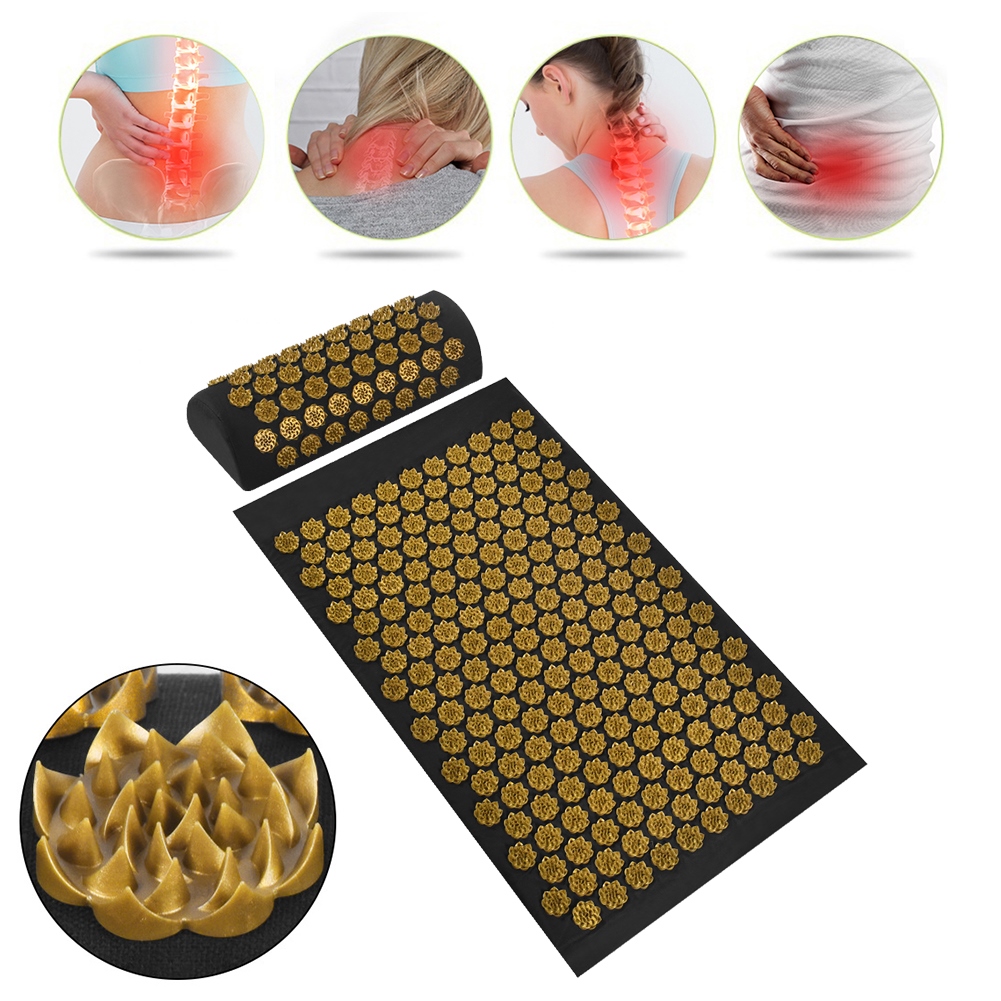 【cw】 Massage Mat Acupressure for Back Neck Needle Acupuncture Pad Pillow Set Kuznetsov Applicator Spike Massager