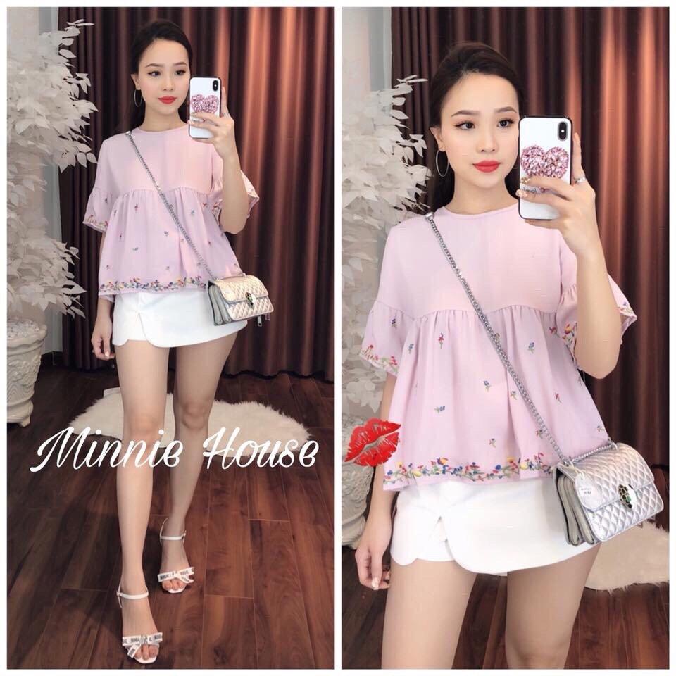 Áo von form baby doll in hoa nhí thổ cẩm TTS0111
