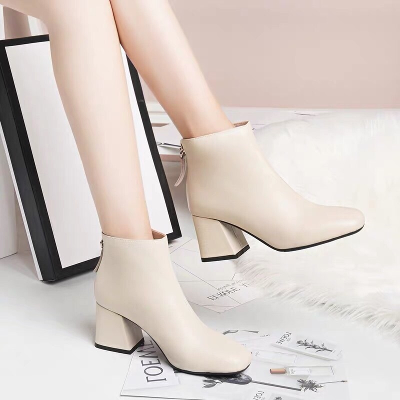 Bốt da nữ công sở khoá sau, bốt nữ mùa đông cao cổ