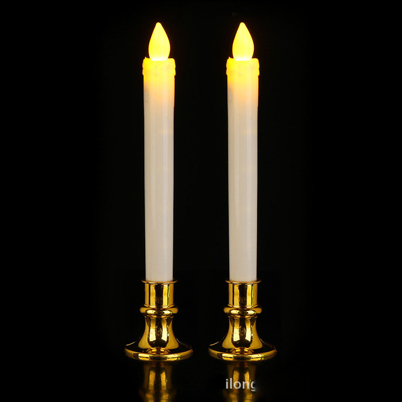 Cặp Nến điện tử để bàn thờ có chân đế loại cao 13cm, loại cao 19cm (Tùy chọn mua)