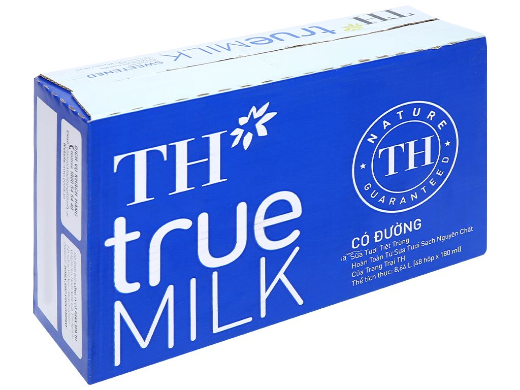 Sữa tươi tiệt trùng có đường TH true MILK 180ml - Thùng 48 hộp