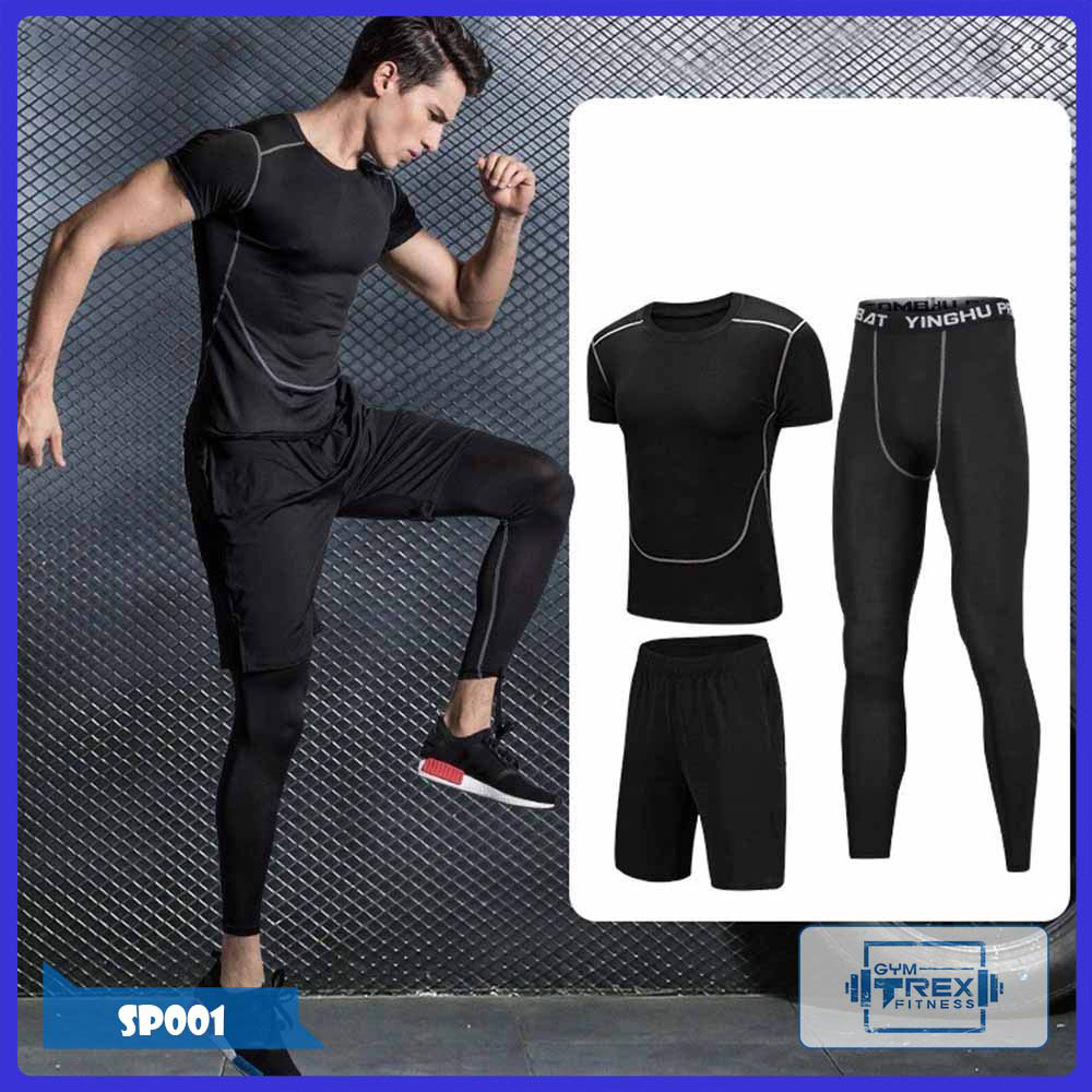 Bộ quần áo gym nam 3 in 1 Gym Trex SP001 - Quần áo giữ nhiệt nam ôm body (Men's gym clothes, đồ tập quần áo gym, thể dục,thể hình, Fitness)