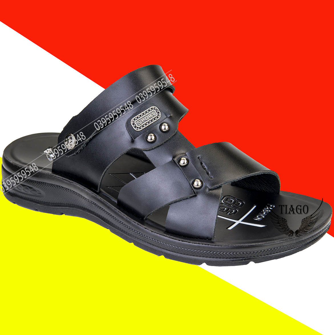 Men's Leather Sandals with Super Durable Molded Rubber Sole [Spost]