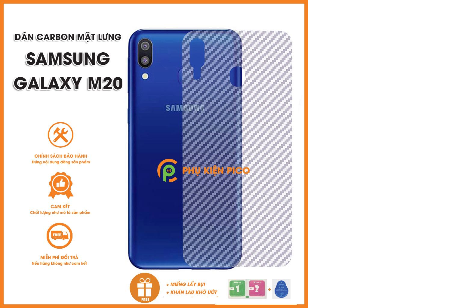 Bộ 3 tấm dán mặt sau lưng carbon 3d samsung galaxy m20