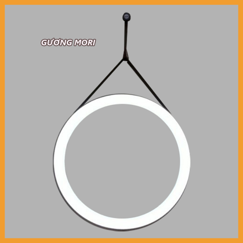 ( size 60cm ) GƯƠNG TRÒN VIỀN DA ĐÈN LED CAO CẤP