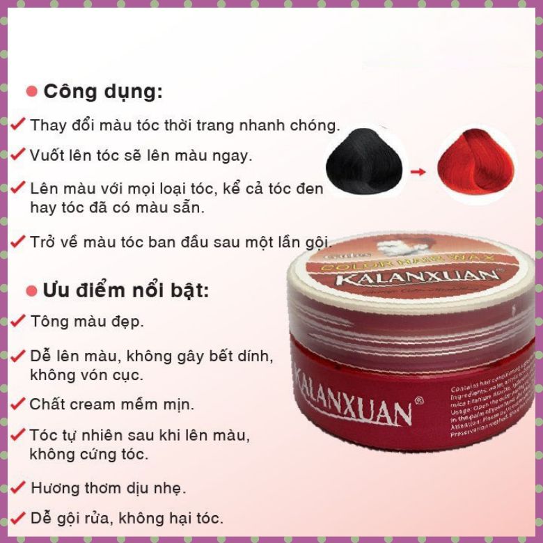 Sáp Đổi Màu Tóc Đỏ Tạm Thời KALANXUAN 100ml/Hộp Phá Cách