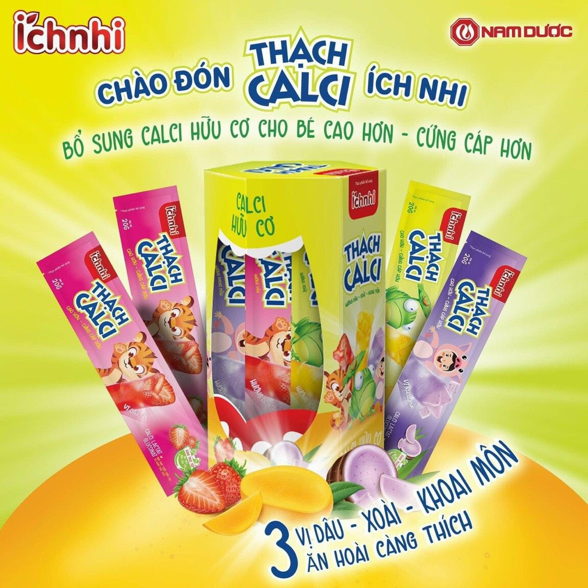 Thạch calci - D  ích nhi, hộp 21 gói
