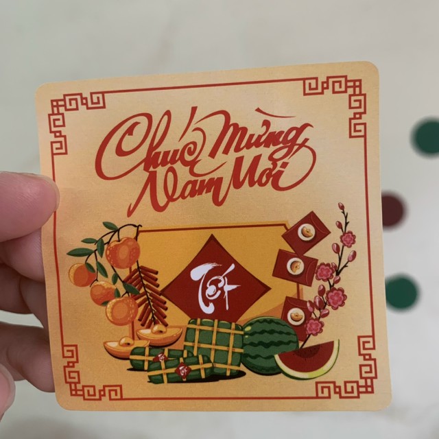 100 tem dán Tết - Vuông 5cm