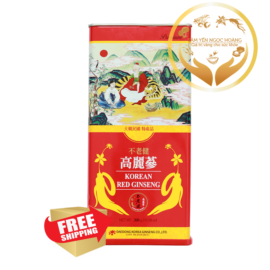 Hồng sâm củ khô daedong 6 năm tuổi hàn quốc hộp thiếc 300g