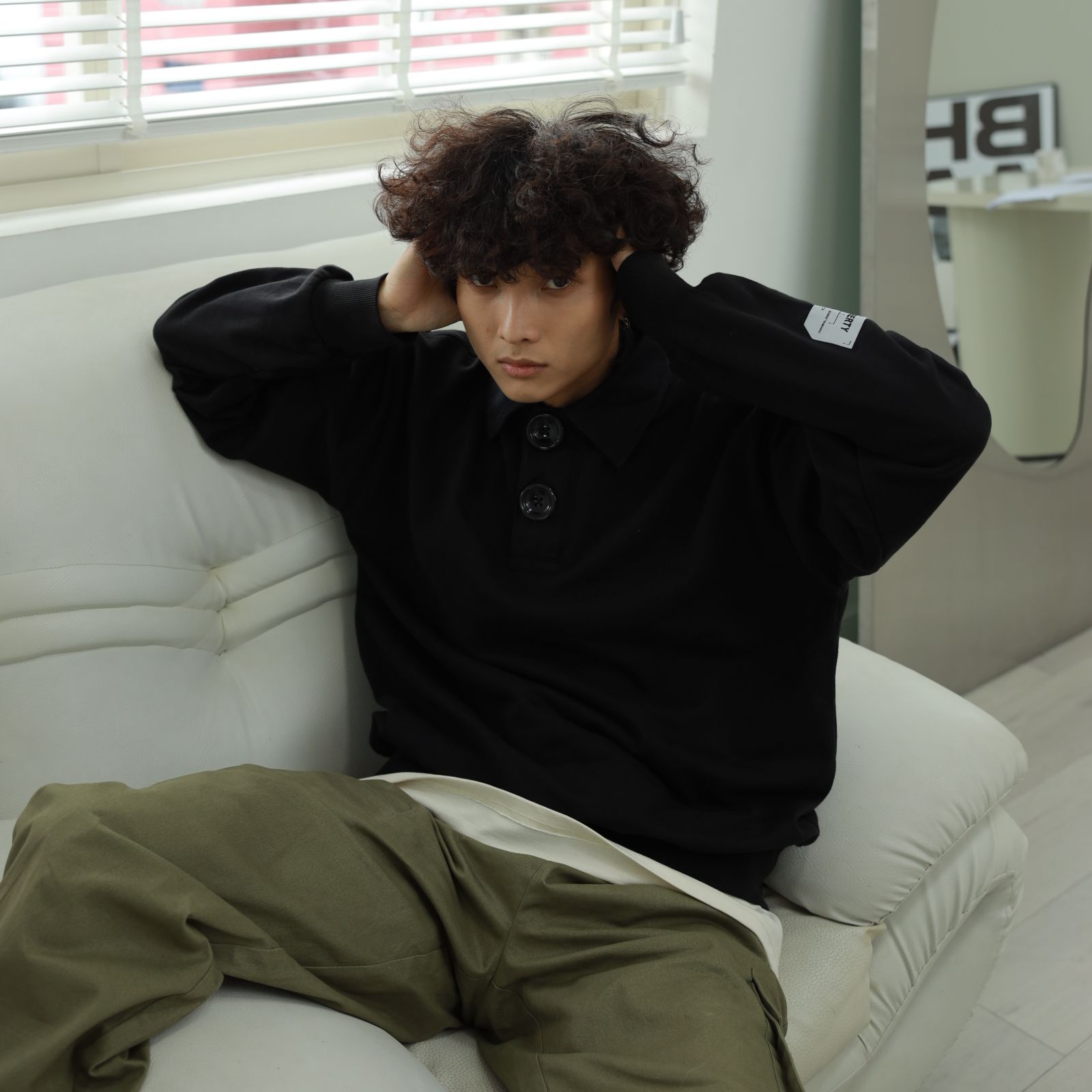 ÁO POLO TAY DÀI ĐEN [BASIC RUGBY SWEATER] - PUBERTY