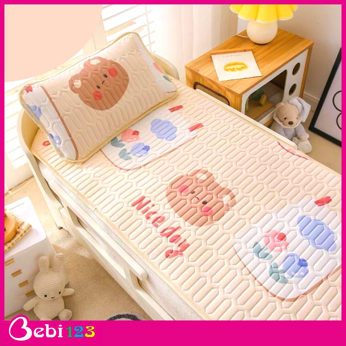 Chiếu Lụa Điều Hoà Kèm Gối Cho Bé 60x120cm