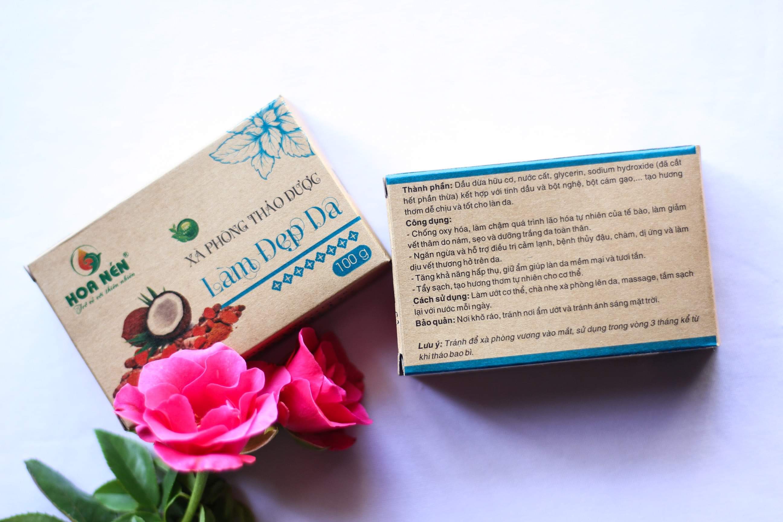XÀ PHÒNG THẢO DƯỢC LÀM ĐẸP DA HOA NÉN 100G