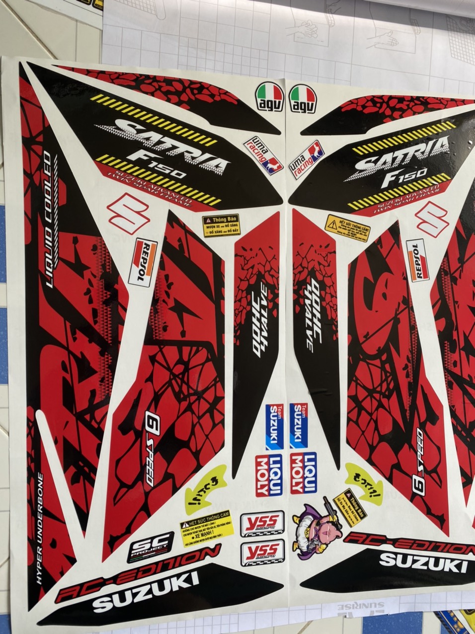 [HCM]TEM RỜI SATRIA STONE 2019 ĐỎ ĐEN TẶNG TEM DÁN XI NHAN
