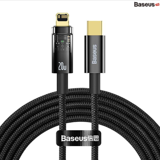 Cáp Sạc nhanh Tự Ngắt Gen2 Baseus Explorer Series cho iPhone/ iPad (Type C to Lightning Auto Power-Off, PD 20W Fast Charging Data Cable )