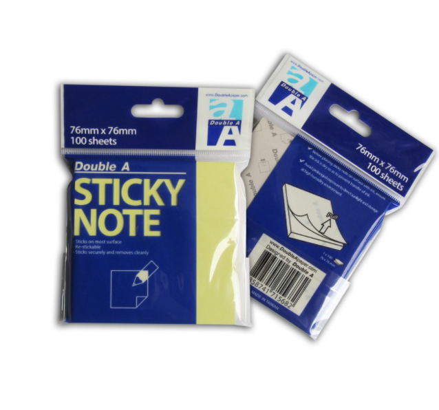 Giấy note vàng 3x3 Double A (76mm x 76mm) - 1 xấp