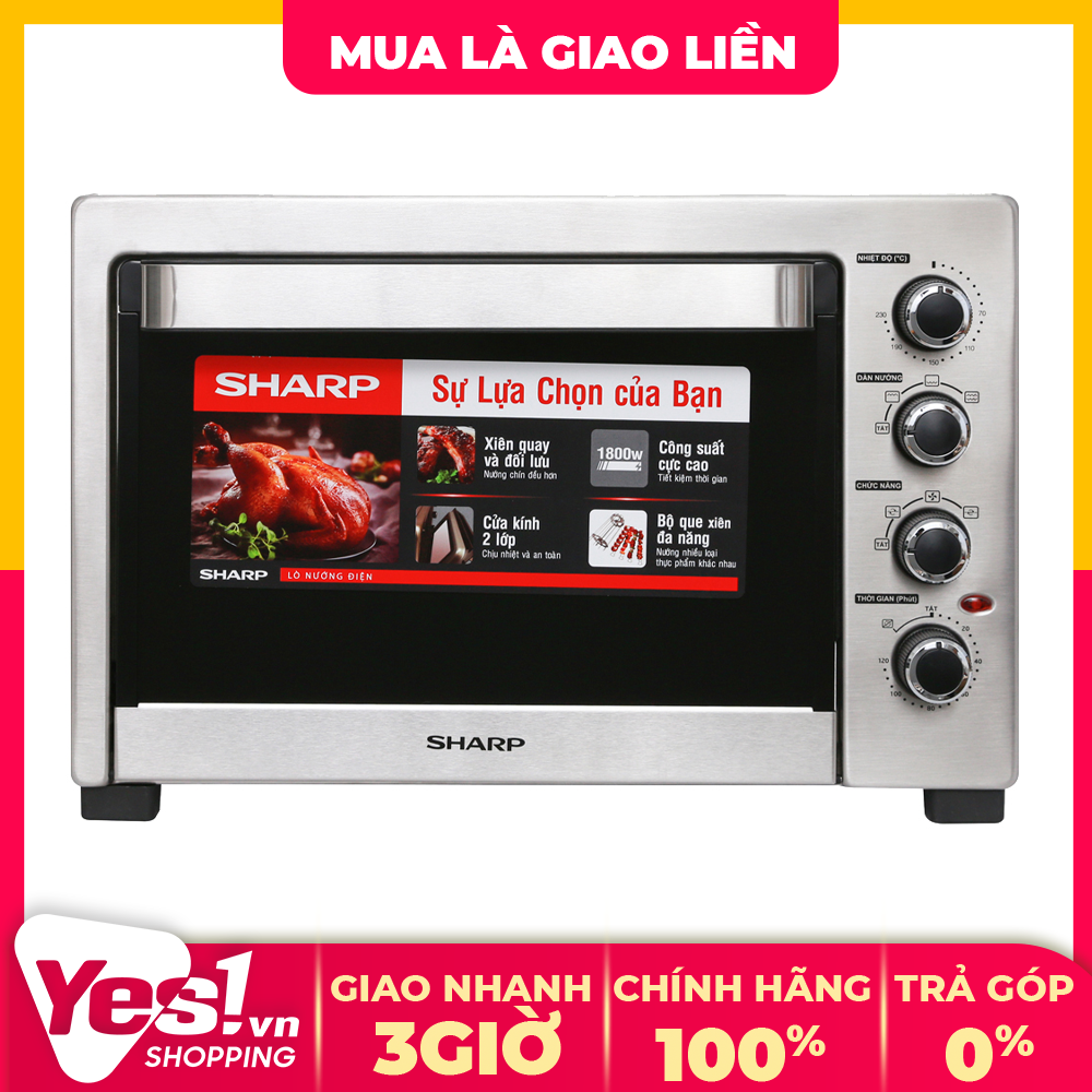 Lò nướng sharp eo-a384rcsv-st 38 lít - bảo hành chính hãng - voucher 10% lên đến 800k