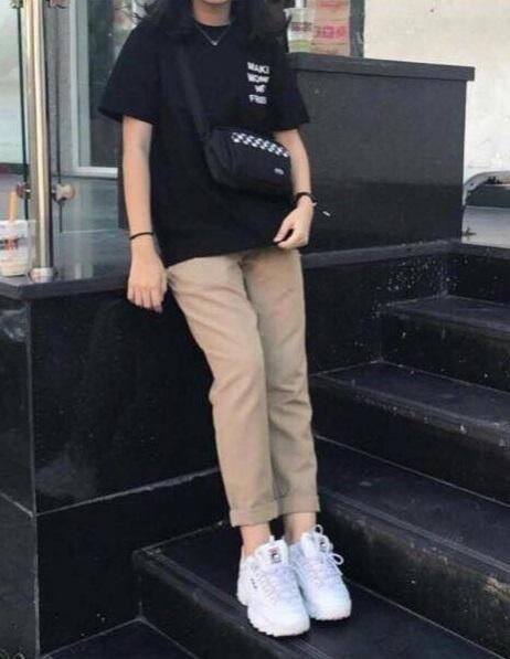 [HCM]Quần baggy kaki nữ lưng thun ống suông