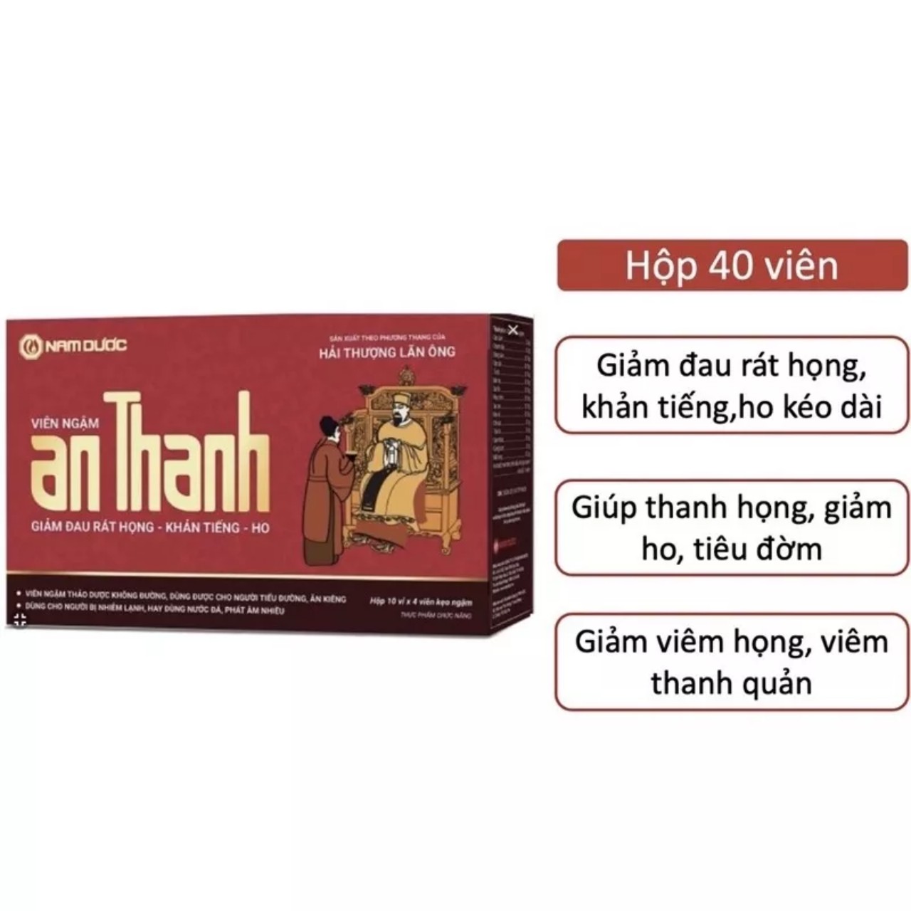 Kẹo ngậm ho khan tiếng rát họng an thanh hộp 40 viên