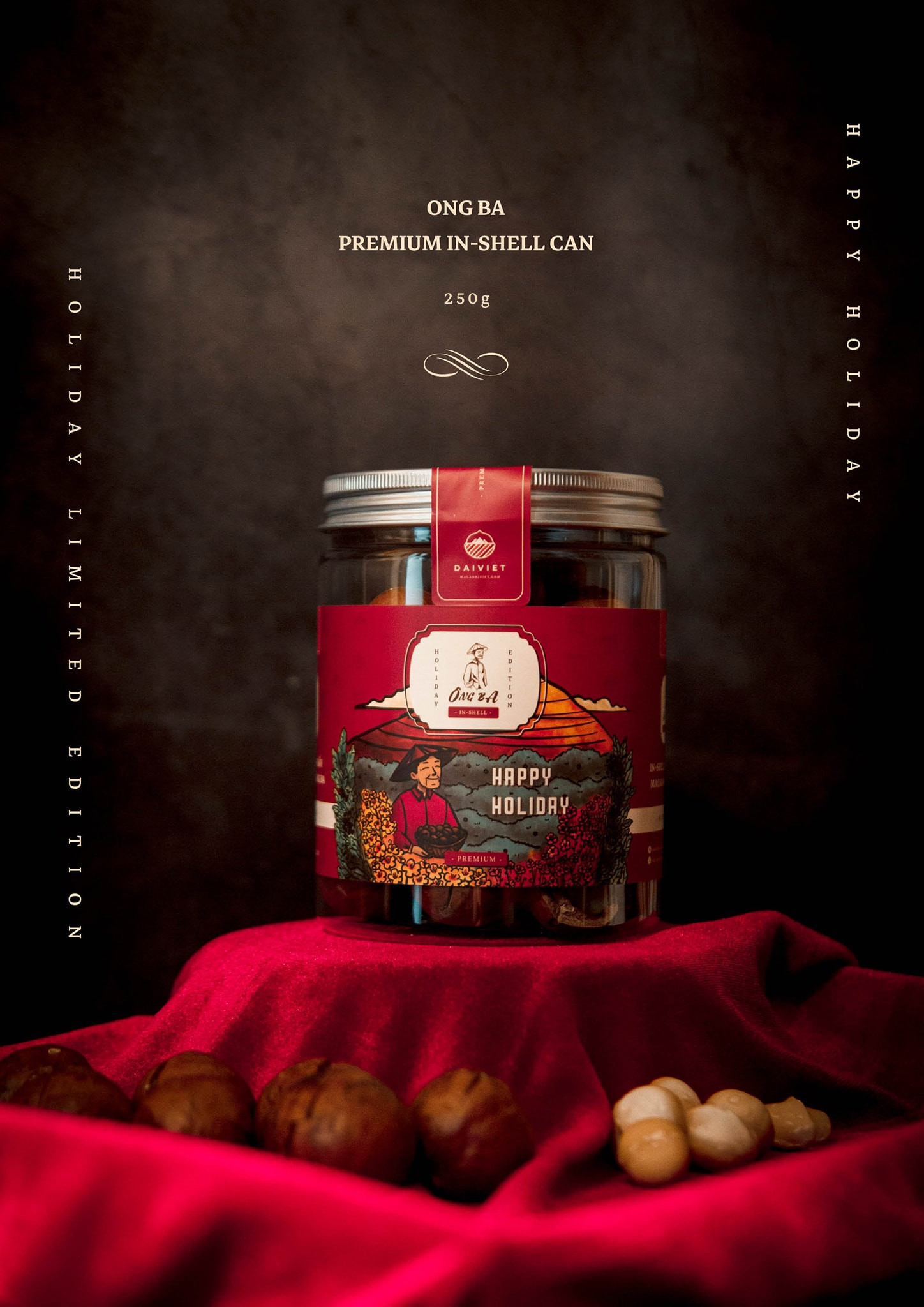 Hạt Mắc-ca Ông Ba Nguyên Vỏ 250g