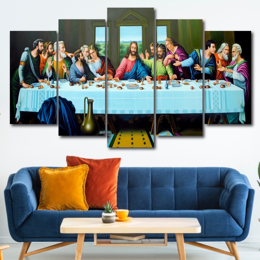 (Combo 5 tấm) LaLaShop Tranh bữa tiệc ly Tranh chúa Giêsu Kito Bộ 5 bức tranh gỗ treo tường Chúa Giesu tranh bữa tiệc ly treo tường in 3D chân thực, tranh công giáo treo tường, tranh công giáo