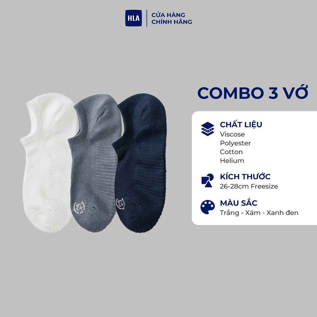 HLA - Bộ 3 đôi vớ nam cao cấp Soft & comfortable elastic socks