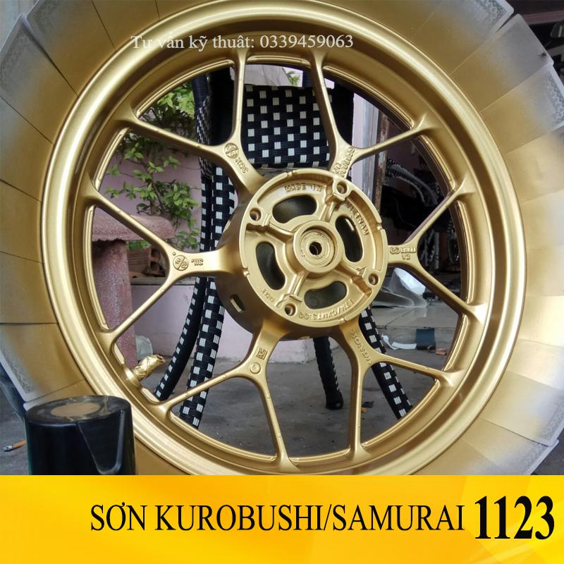 Sơn samurai xanh ánh kim - Combo màu vàng 1123 sơn xịt samurai