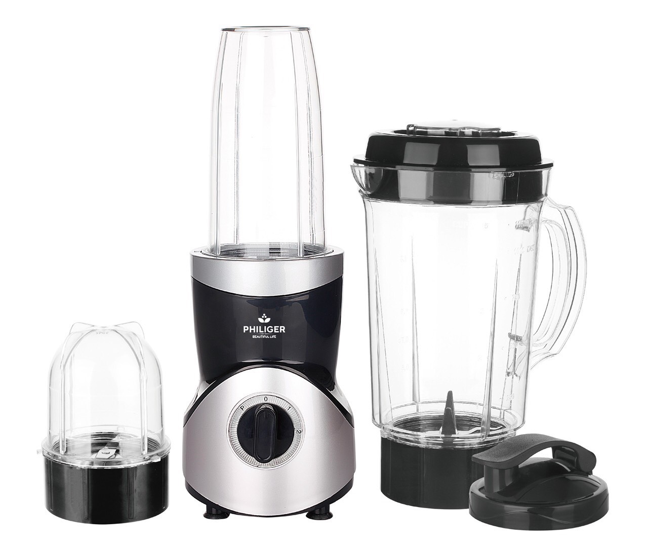 Máy xay sinh tố đa năng 3in1 philiger , 3 cối nhựa tritan,2 lưỡi dao thép không gỉ,450w đen trắng plg-688