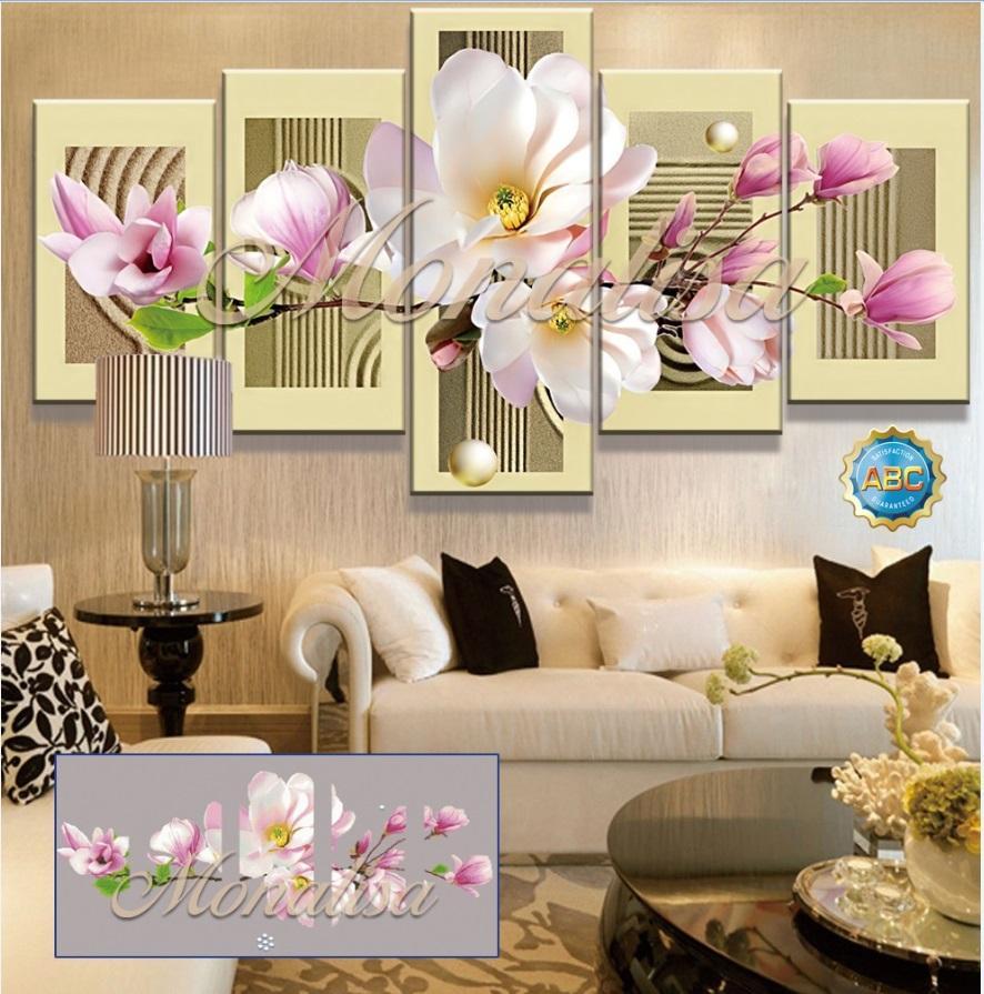 Tranh đính đá Hoa Lan 5 bức Y8060 KT:140x70cm